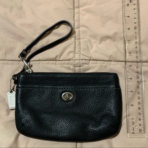 Coach black leather wristlet. Like new!
